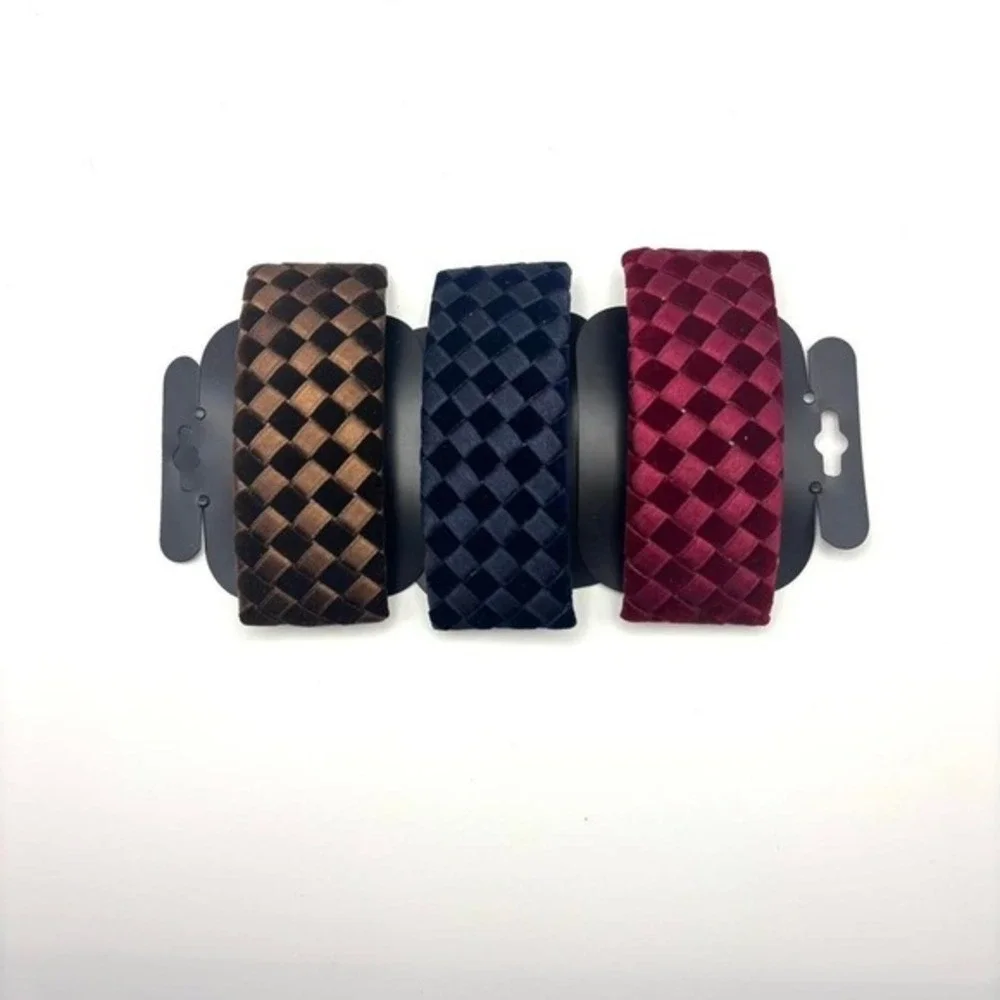 Velvet Satin Woven Intrecciato-Inspired Hair Clips Barrettes. Set of 3‎
